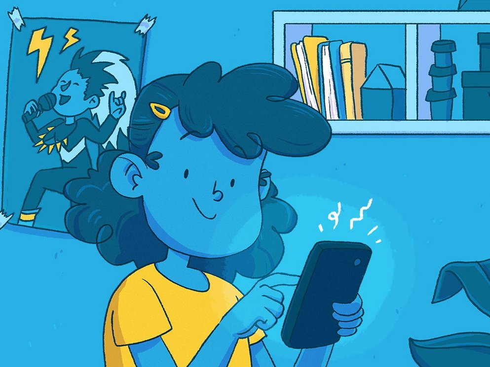 Ein Kind nutzt die cabuu App im Cartoon Style